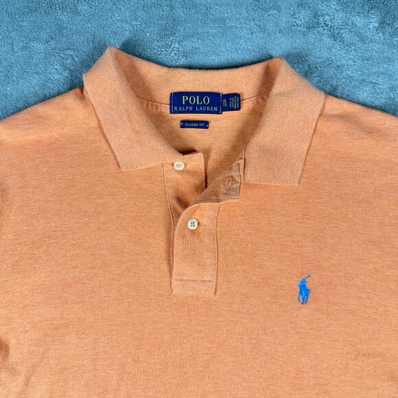 Polo Ralph Lauren Classic Fit Polo Shirt Men’s XL Orange Blue Pony - Picture 1 of 12